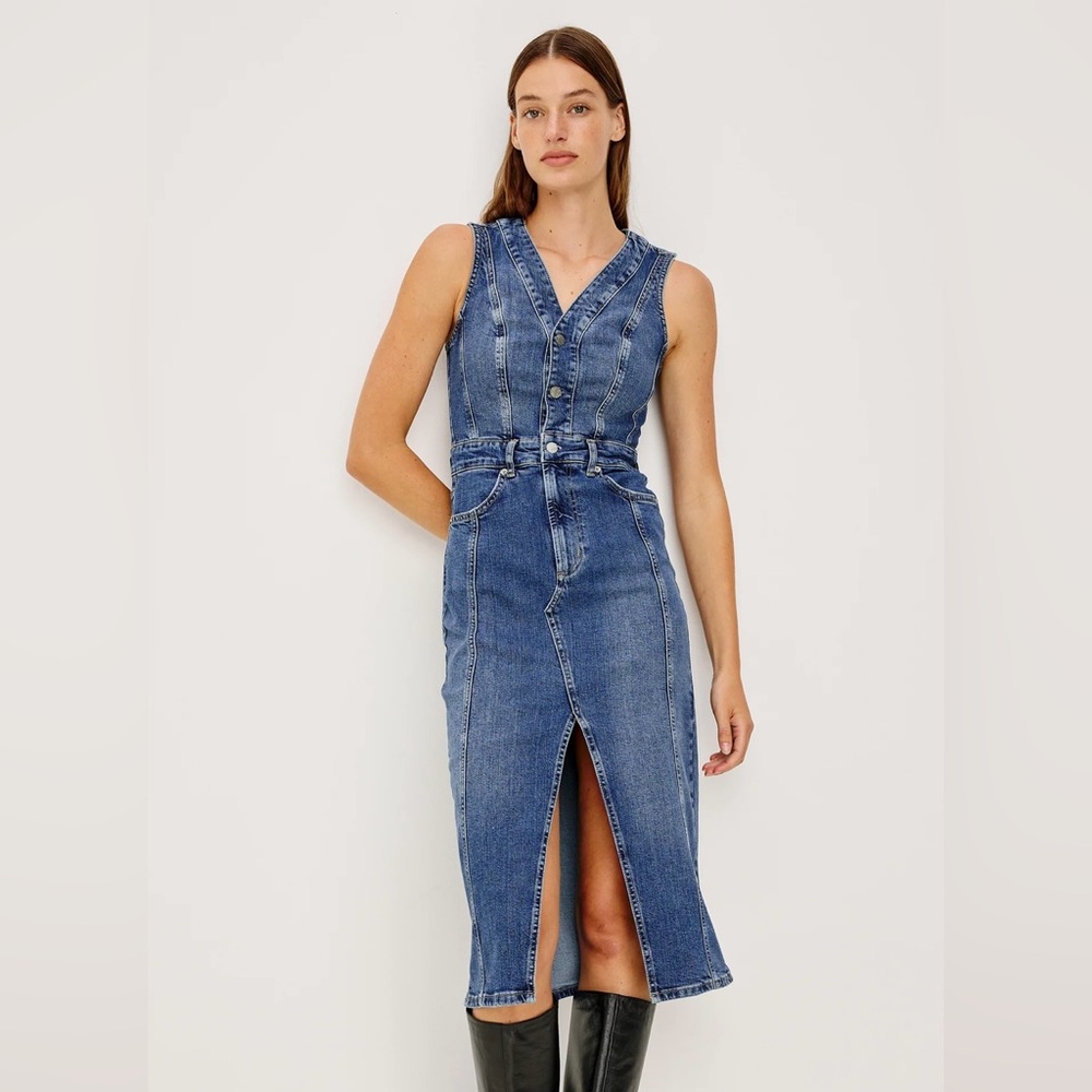 Rails Westwood Denim Midi Dress Blue Stone Wash size XL - Picture 14 of 15